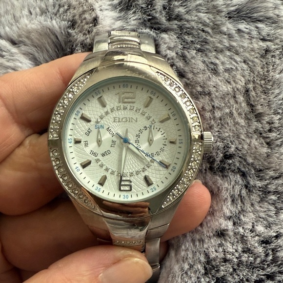 Silver and Diamonds Elgin Ladies WatchMultifunction Watch